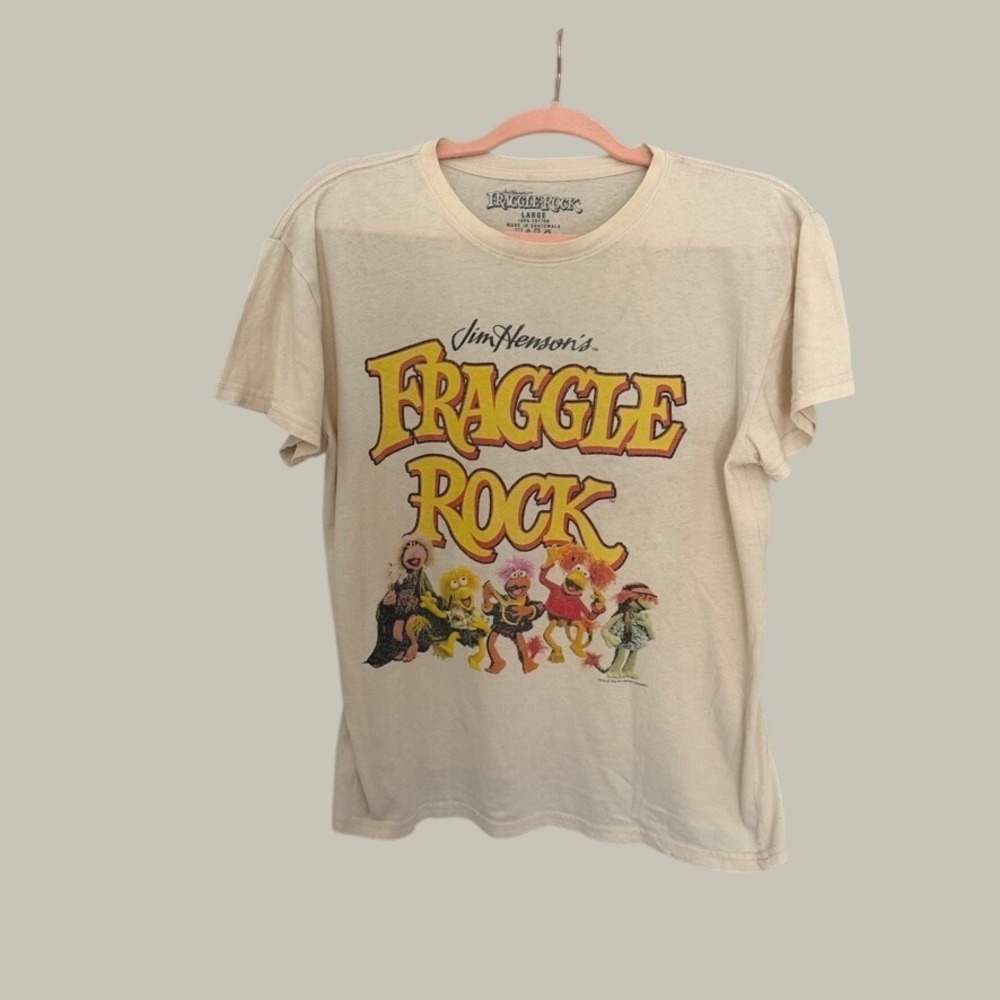 Fraggle Rock Graphic T-shirt Womens Large Cream Jim Henson Muppets Retro Tee